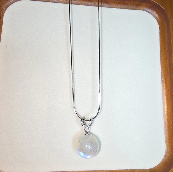 Moonstone Crystal and Sterling Silver Necklace - Picture 4 of 6